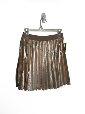 NWT Kalani Hilliker X Alyce rose gold metallic pleated mini skirt size Small